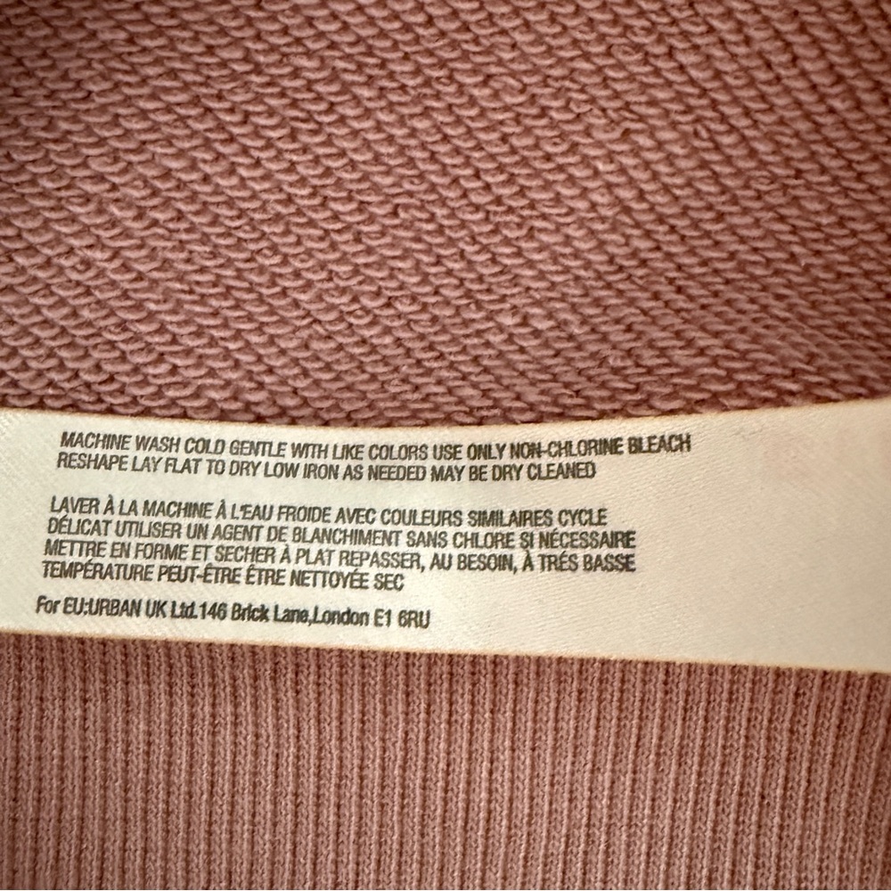 Daily Practice Anthropologie Puff Sleeve Zip-Up Hoodie Mauve Pink S Cozycore - Picture 5 of 8
